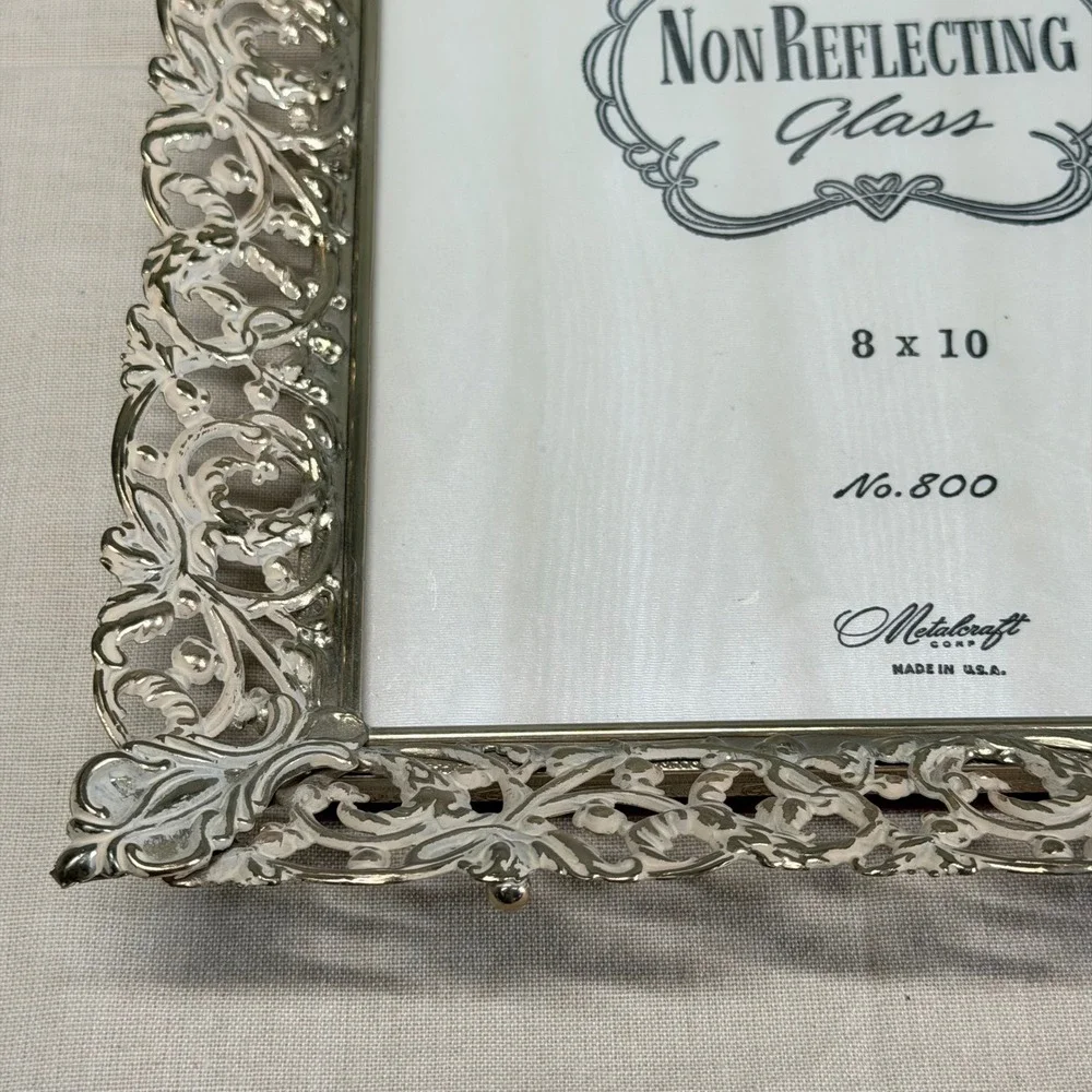 Vintage Metalcraft Silver Filigree Wall Picture Frame 8x10 Ornate Hanging Frame